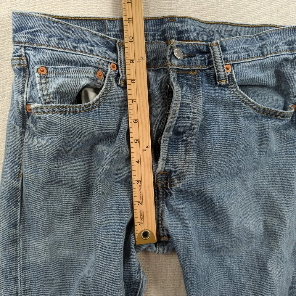 Levis 501 Jeans Mens 30x30 Blue Straight Distressed Button Fly Grunge